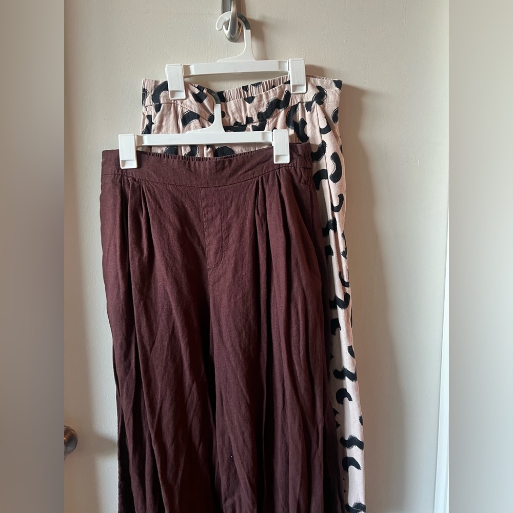 SET OF 2 - wide leg linen trousers